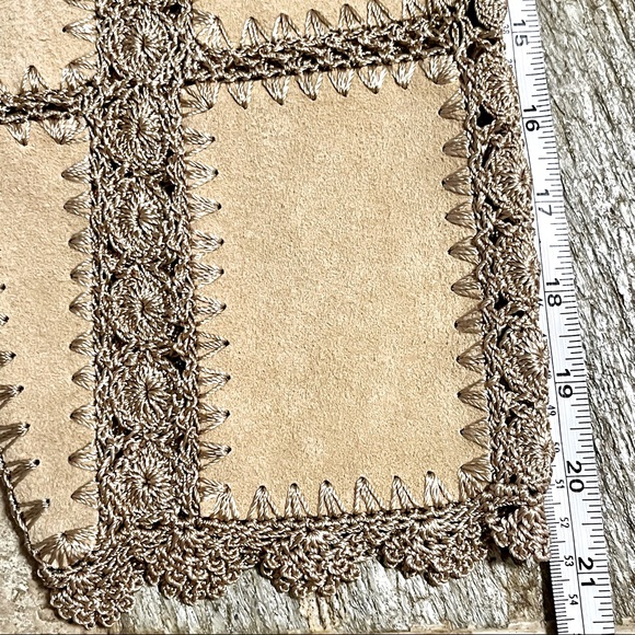 Vintage Overland Tan Suede Leather Lace Embroidered Leather Jacket Women’s Sz 12 - Picture 8 of 10